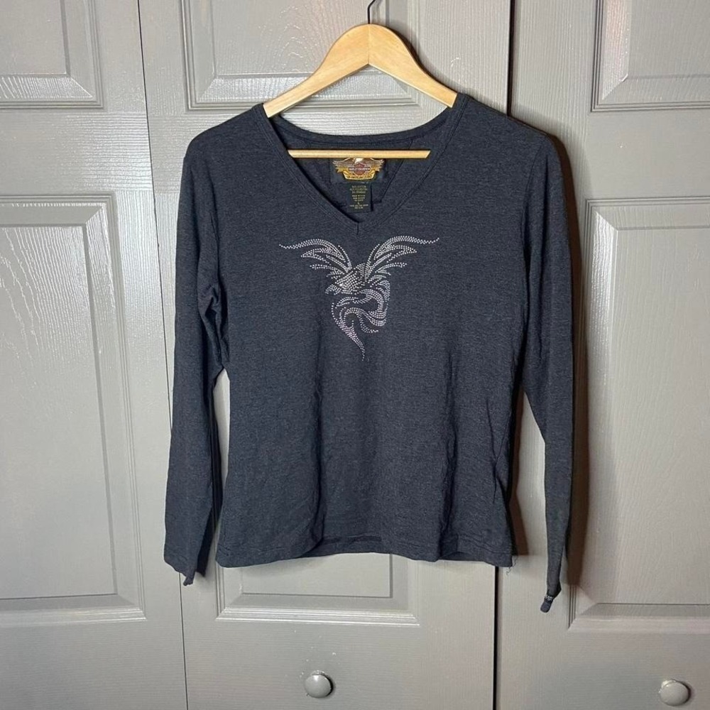 Harley Davidson top size large y2k grunge biker bedazzled